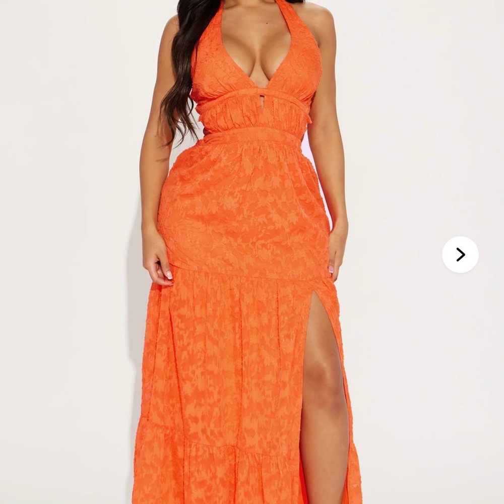 Fashion Nova Vibrant Orange Maxi Dress